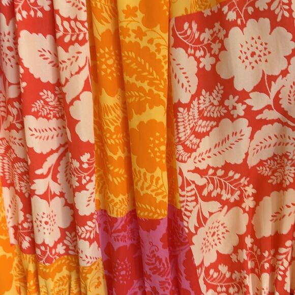 Ann Taylor Women’s Patchwork Floral Maxi Dress Tangelo Boho tropical Large NWT - Picture 5 of 13